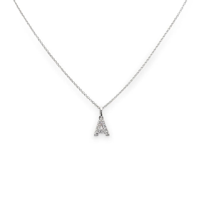 CRIVELLI | Girocollo iniziale A piccola in Oro Bianco con Diamanti | 370-XN2490