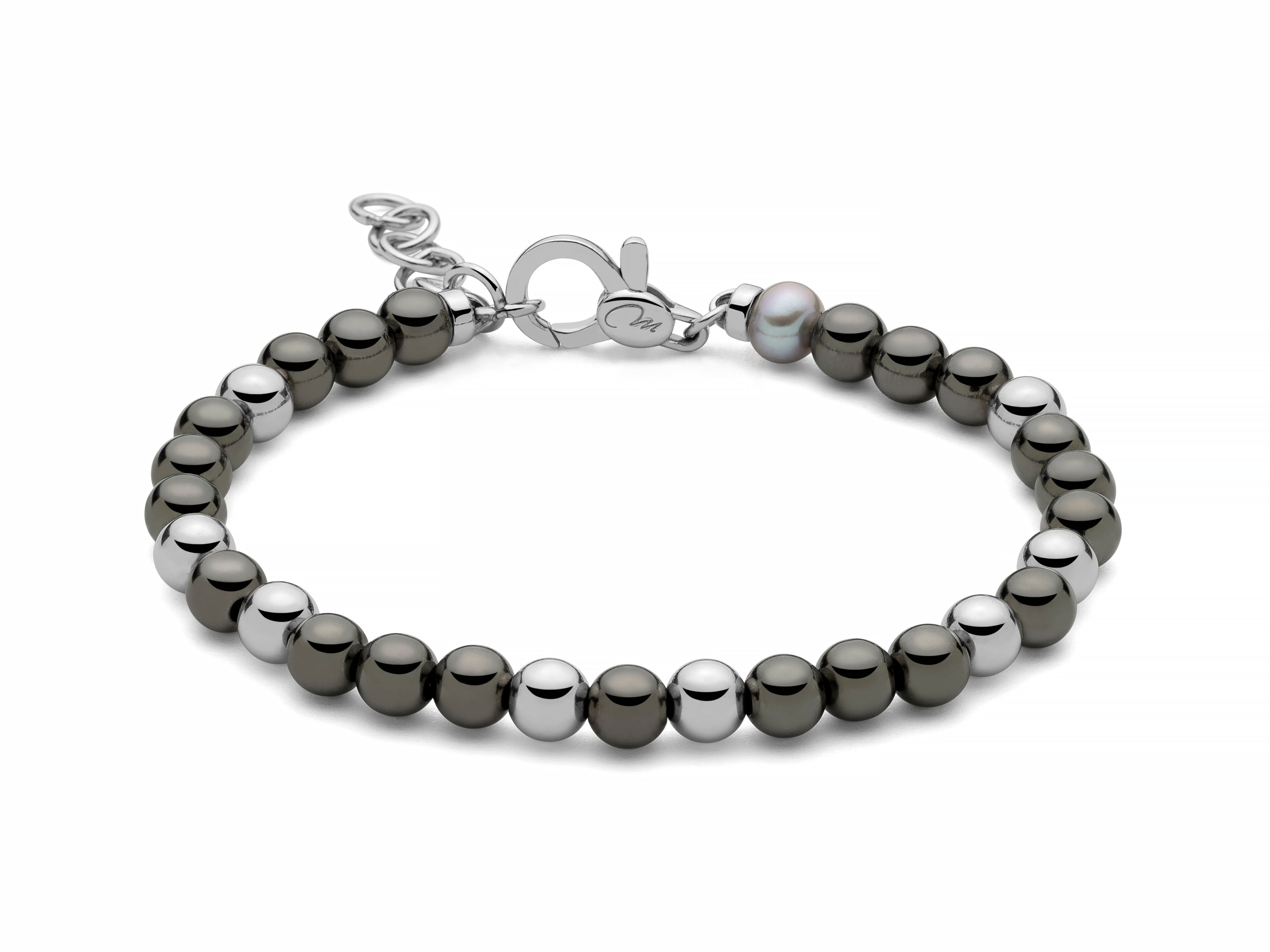 MILUNA UOMO | Bracciale con sfere in argento e dettaglio perla | PBR3467