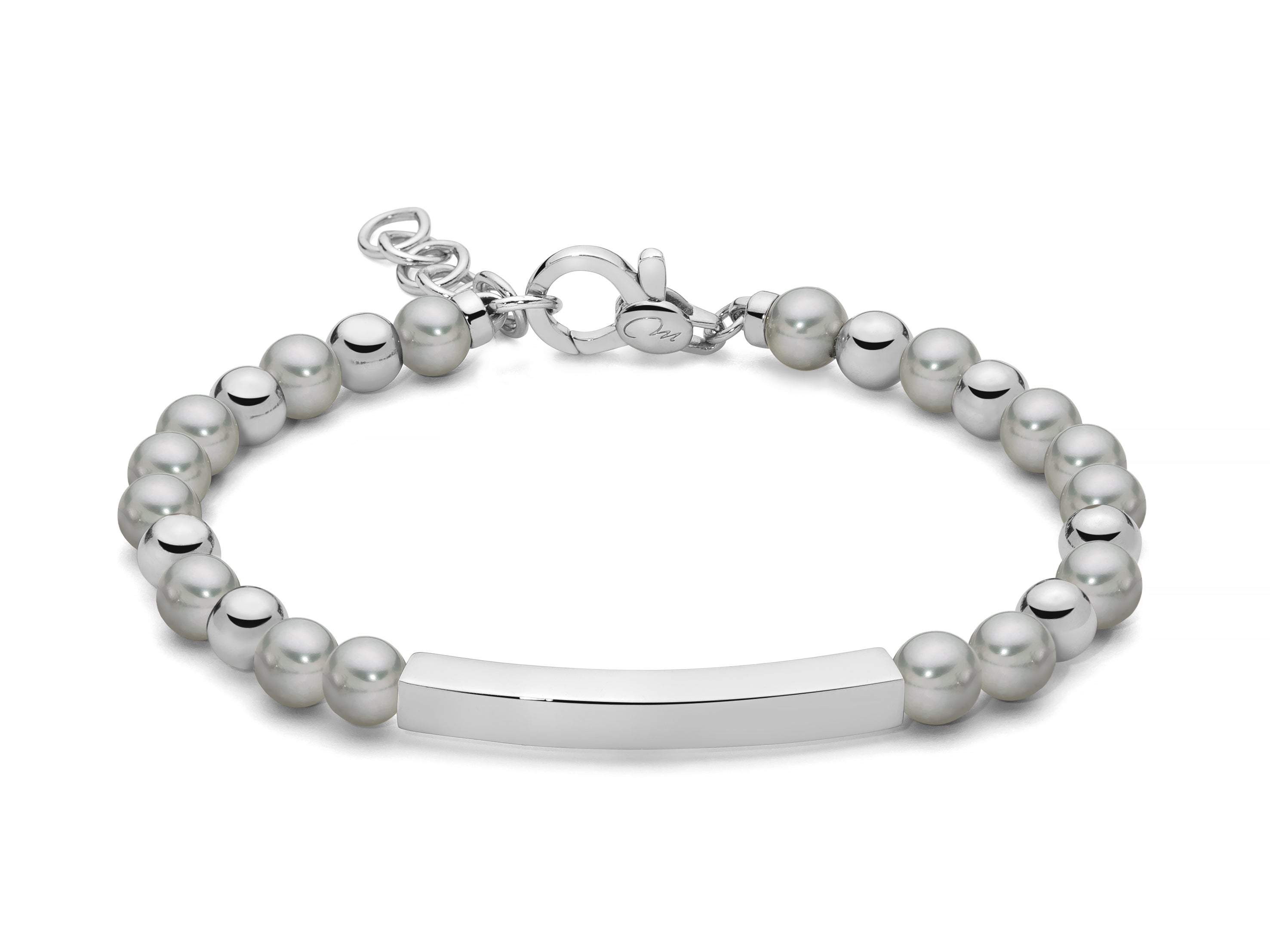 MILUNA UOMO | Bracciale con sfere in argento e perle naturali | PBR3511