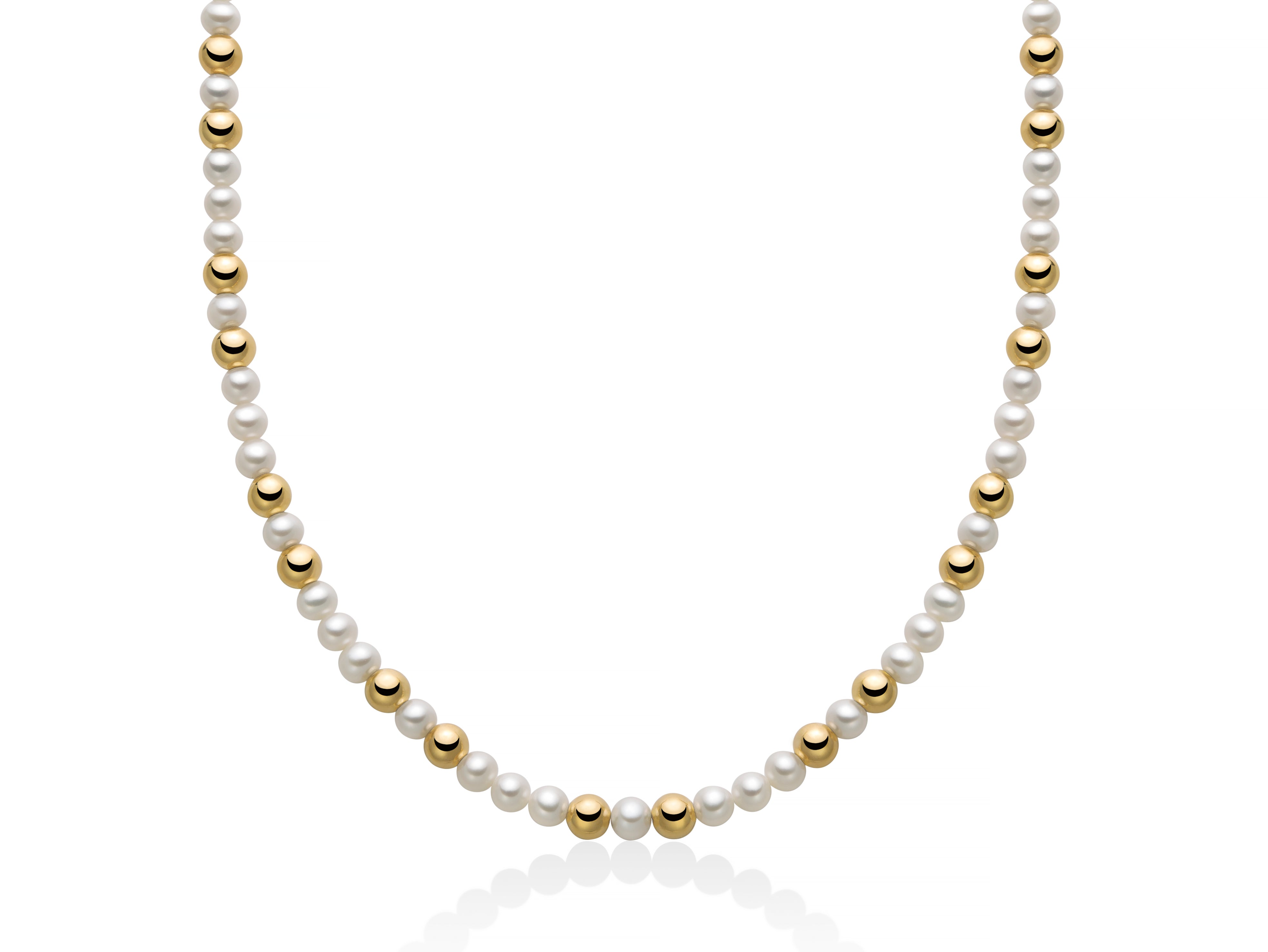 MILUNA UOMO | Collana con perle e sfere in argento dorato | PCL6453G