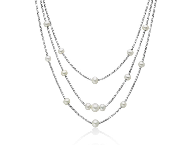MILUNA | Collana in argento a tre fili con perle Oriente | PCL6626