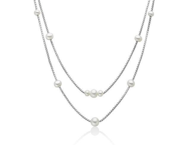 MILUNA | Collana in argento a due fili con perle Oriente | PCL6630