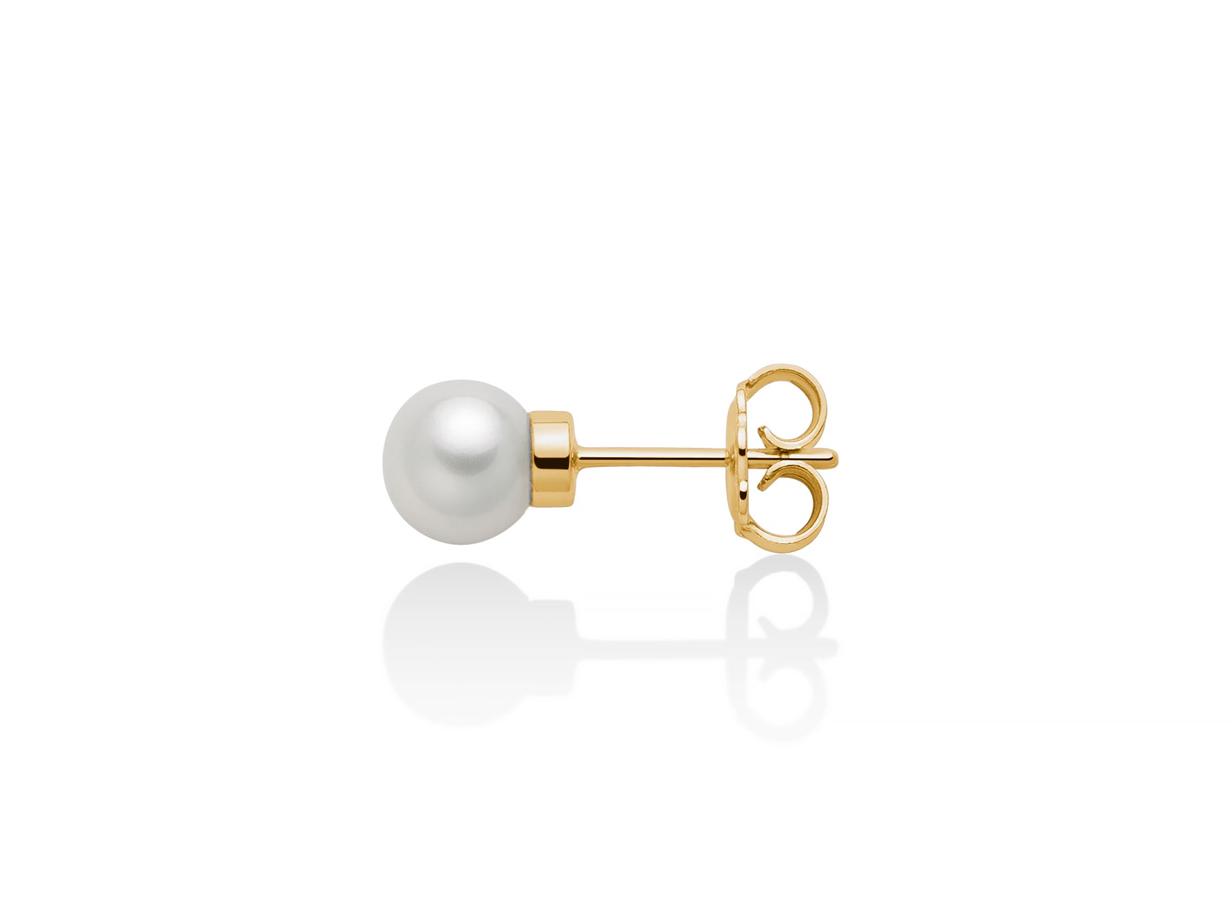 MILUNA UOMO | Orecchino in argento dorato con perla bianca media | PER2683G