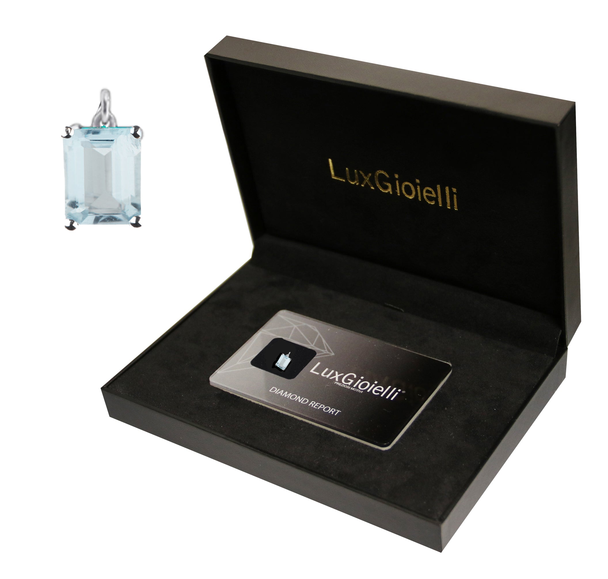 LuxGioielli | Ciondolo in oro bianco e acquamarina | BCI81AB