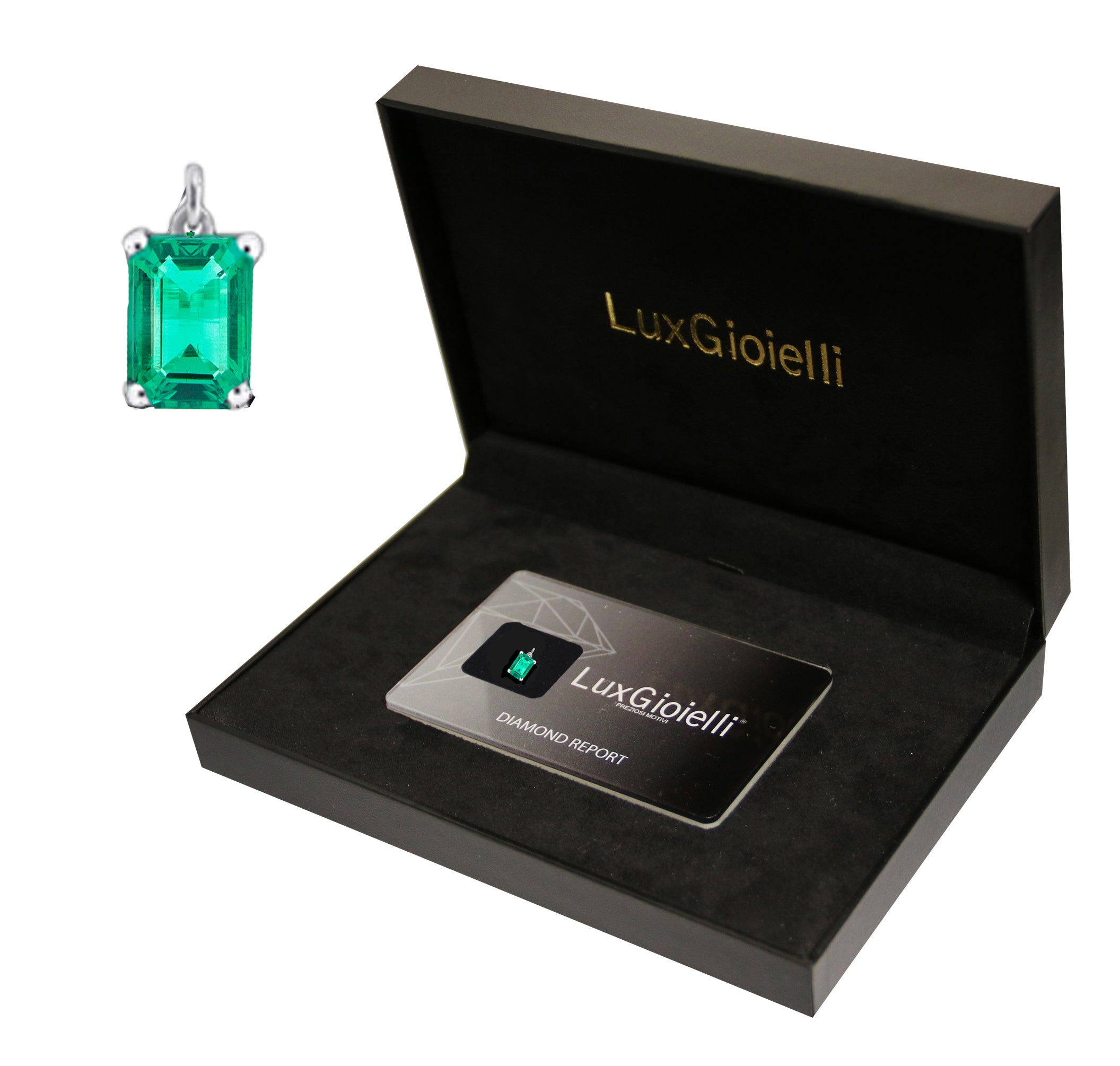 LuxGioielli | Ciondolo in oro bianco e smeraldo | BCI81SB