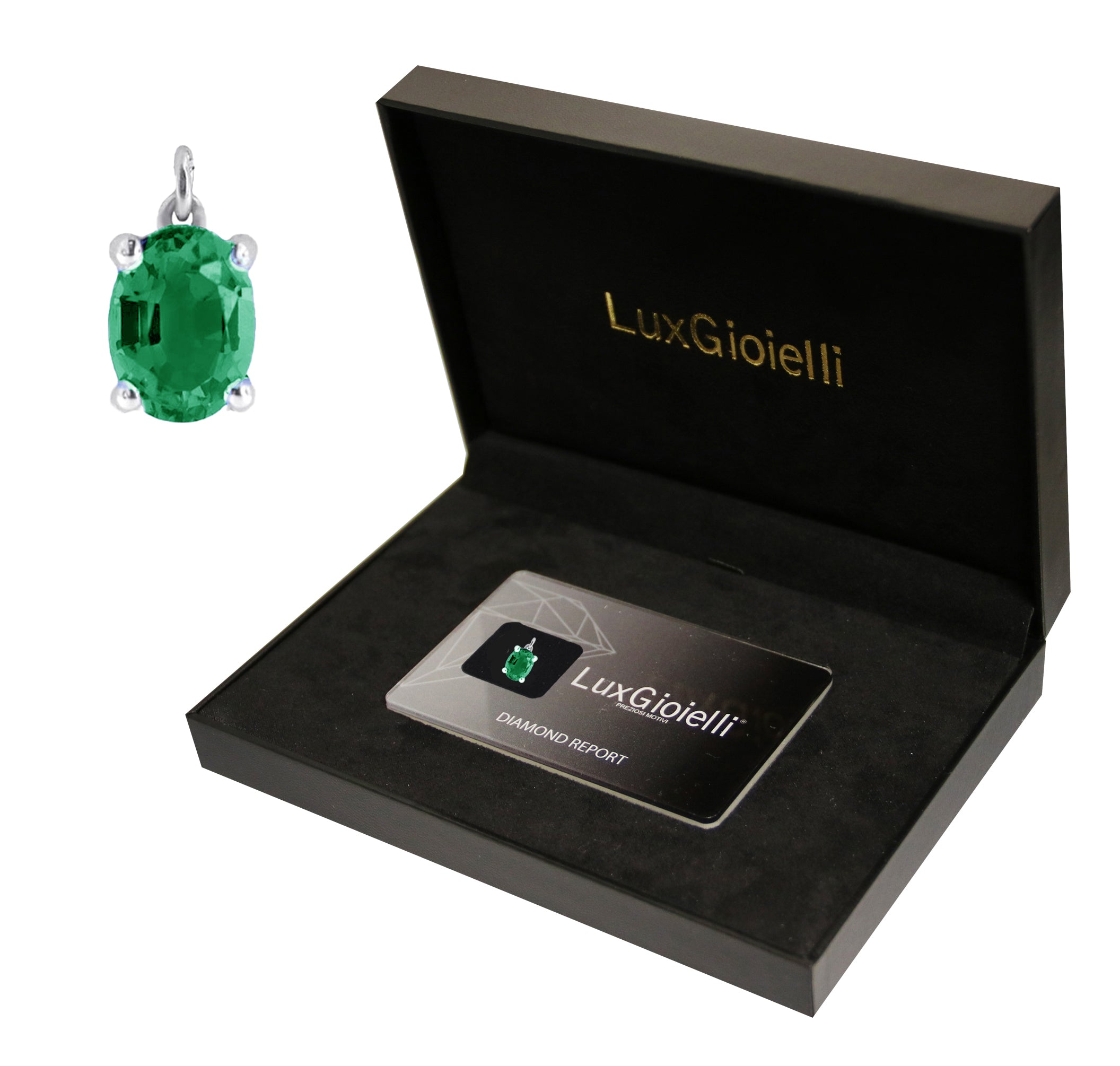 LuxGioielli | Ciondolo in oro bianco e smeraldo | BCI82SB