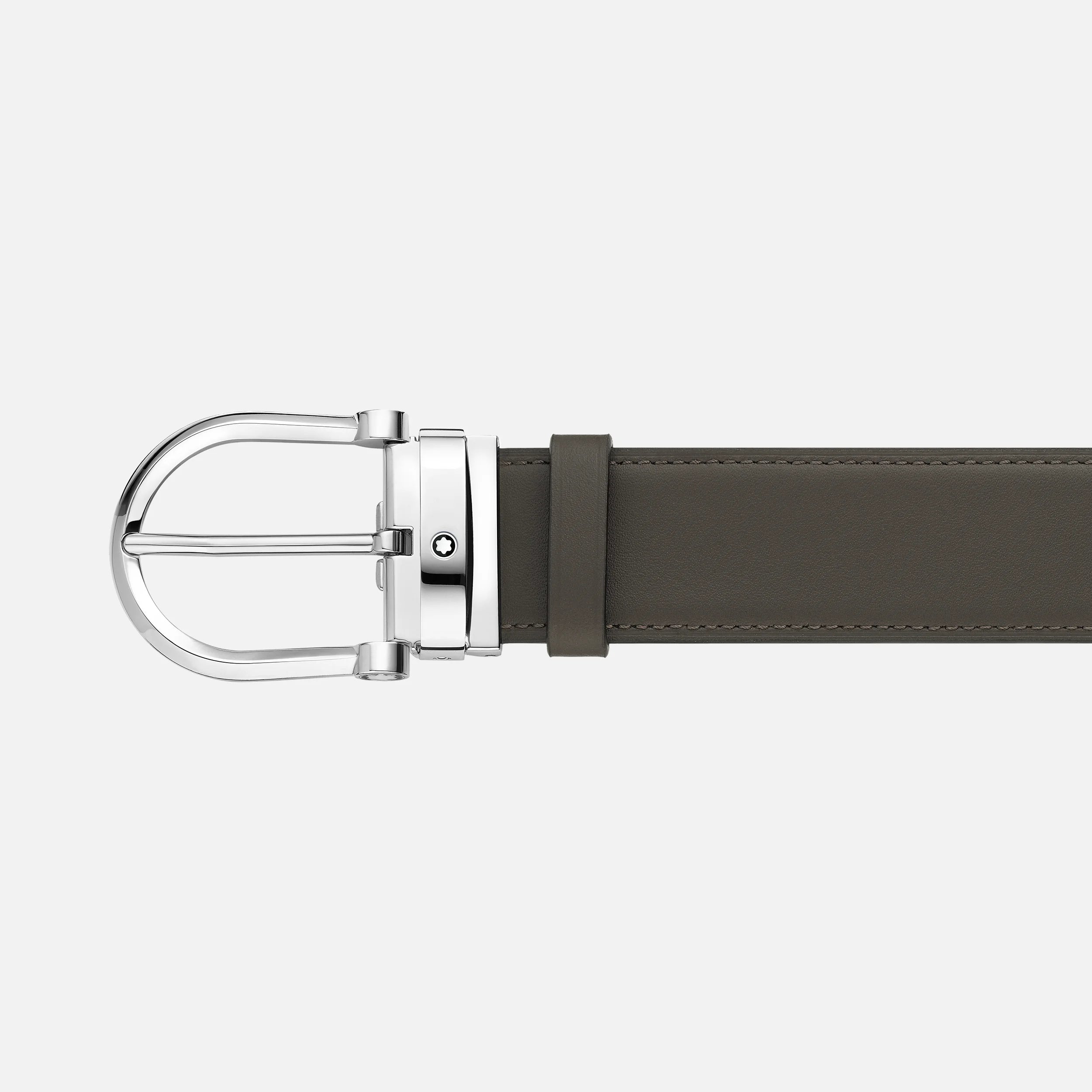 MONTBLANC | Cintura da 35 mm reversibile in pelle color grigio fumo/naturale con fibbia a ferro di cavallo | MB129441