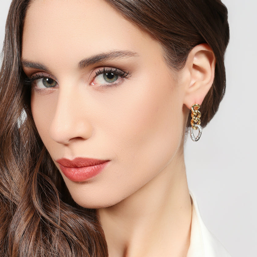 UNOAERRE | Orecchini bicolore grumetta e zirconi | 2815