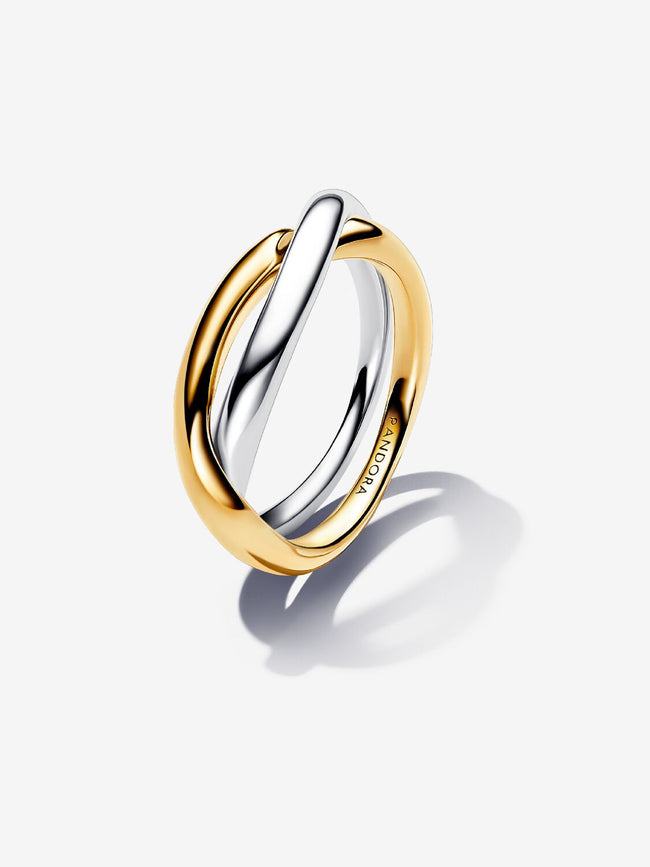 PANDORA ESSENCE | Anello Fascia Intrecciata Bicolore Argento Sterling 925, Placcatura in Oro 14k | 163262C00
