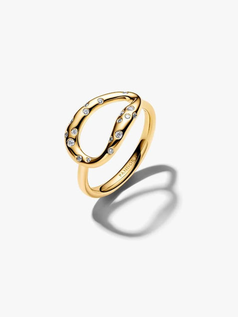 PANDORA ESSENCE | Anello Ovale Linea Sinuosa con Pietre Luminose | 164676C01