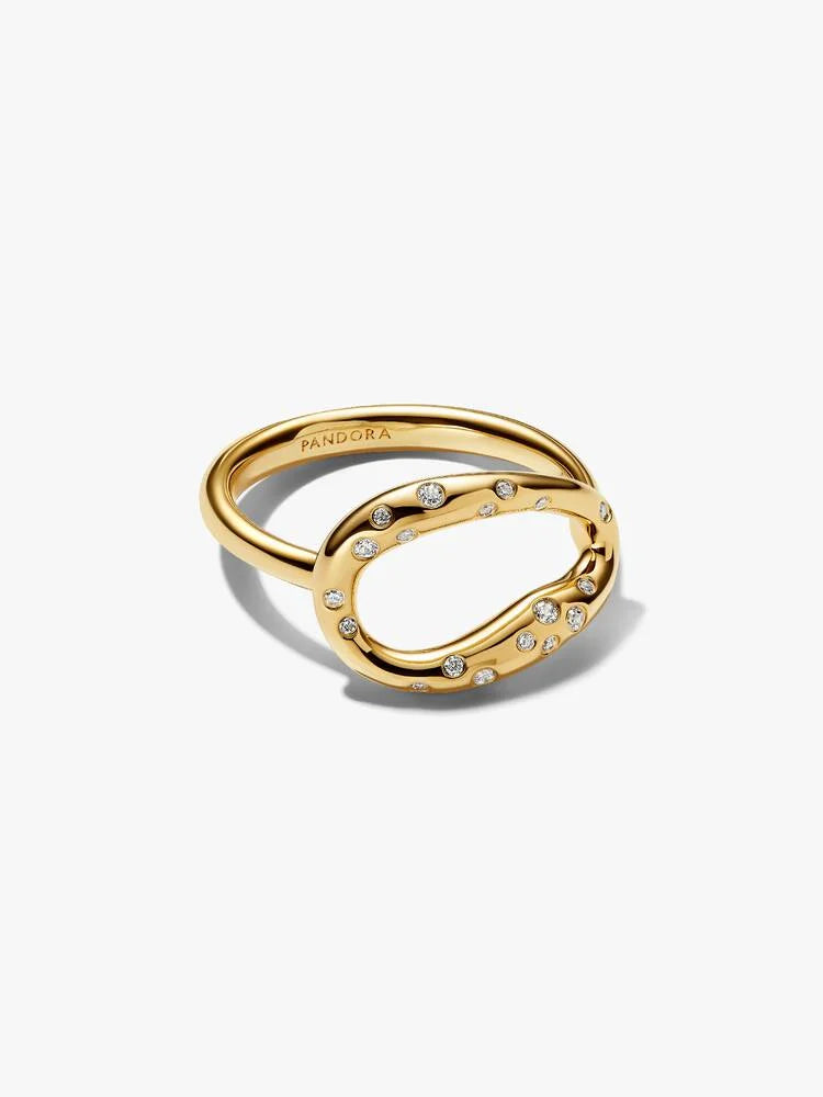 PANDORA ESSENCE | Anello Ovale Linea Sinuosa con Pietre Luminose | 164676C01