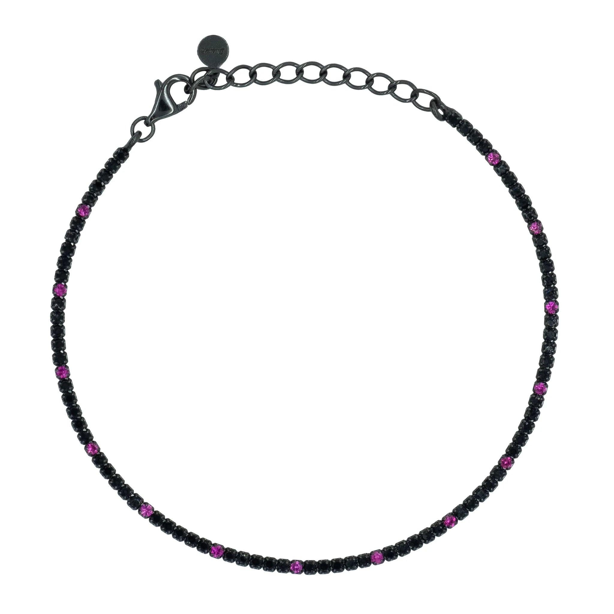 DILVDO | Bracciale Tennis 1.5mm Black Black & Ruby | BRTCNRALT