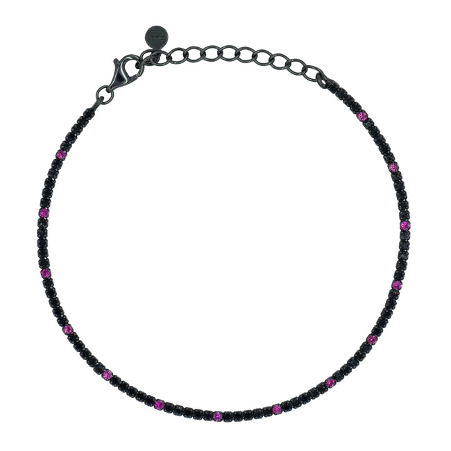 DILVDO | Bracciale Tennis 1.5mm Black Black & Ruby | BRTCNRALT