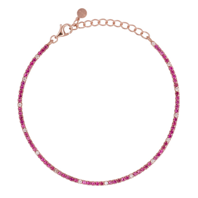DILVDO | Bracciale Dilvdò Tennis 1.5mm Rosè Ruby & White | BRTCRRALT