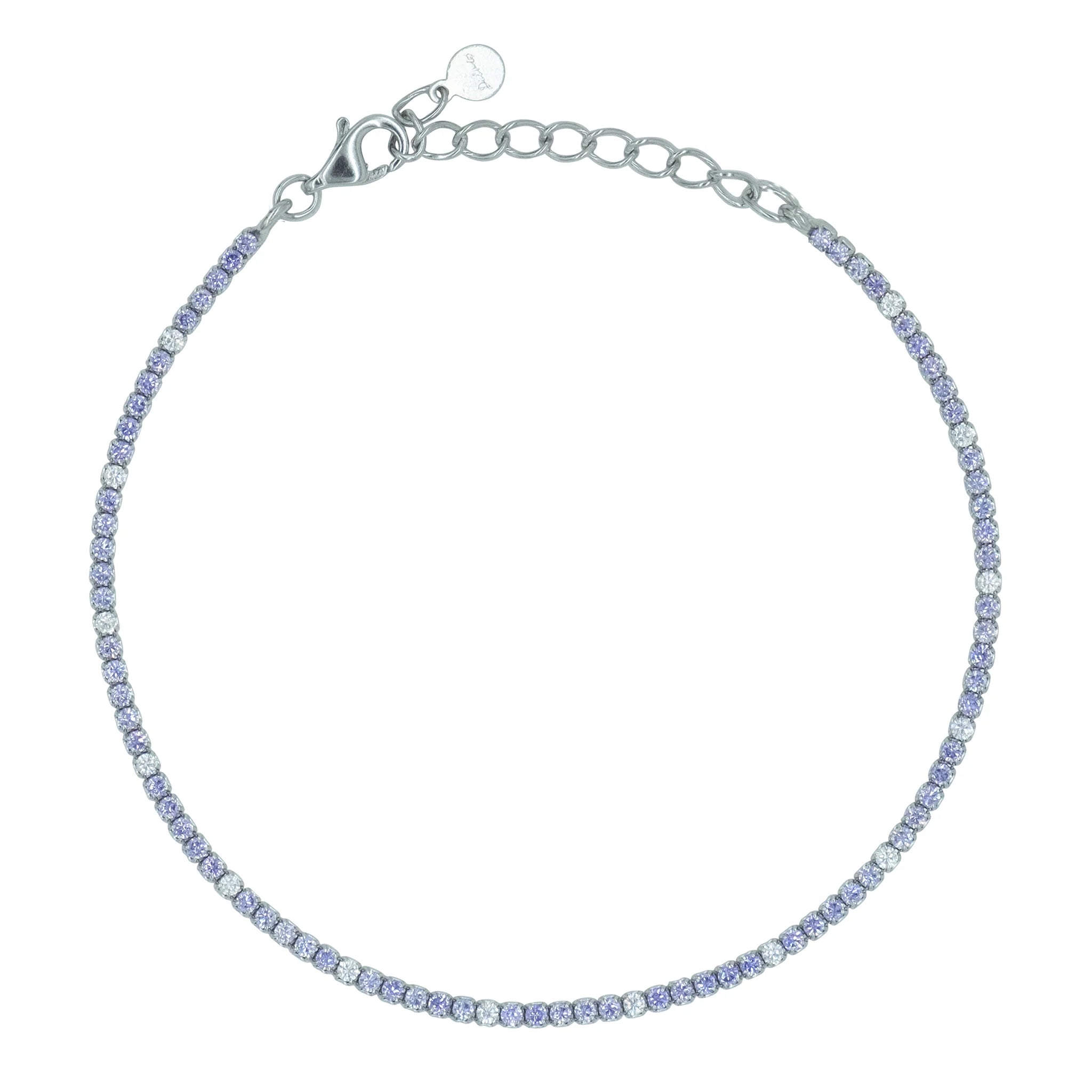 DILVDO | Bracciale Tennis 1.5mm Silver Lavender & White | BRTCBLILALT