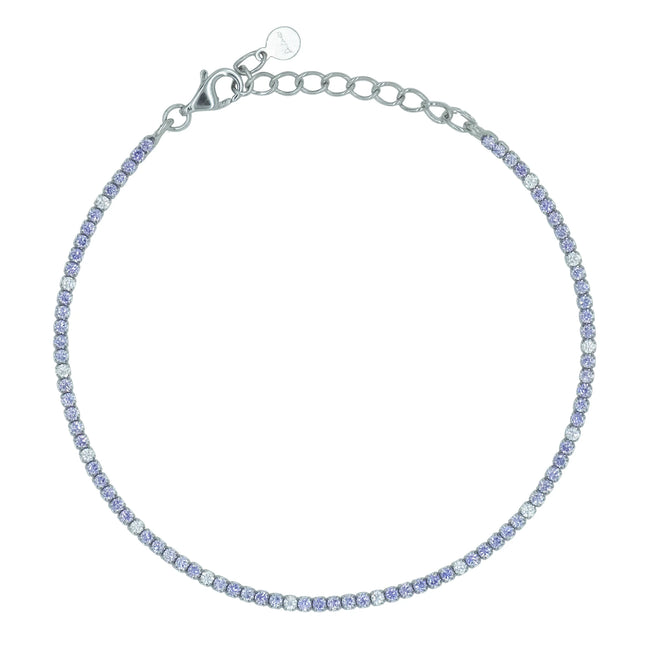 DILVDO | Bracciale Tennis 1.5mm Silver Lavender & White | BRTCBLILALT