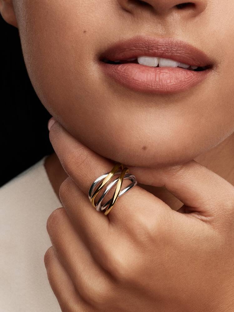 PANDORA ESSENCE | Anello Linee Intrecciate Bicolore | 164673C00