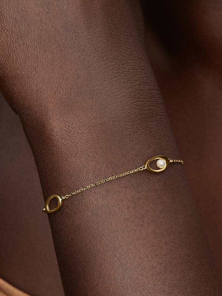 PANDORA ESSENCE | Bracciale Ovali Linea Sinuosa e Perla D'Acqua Dolce Coltivata | 564677C01-18