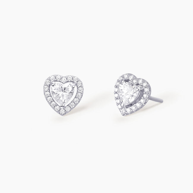 Mabina | Orecchini a lobo in argento con cuore di zirconi LOVE AFFAIR | 563179