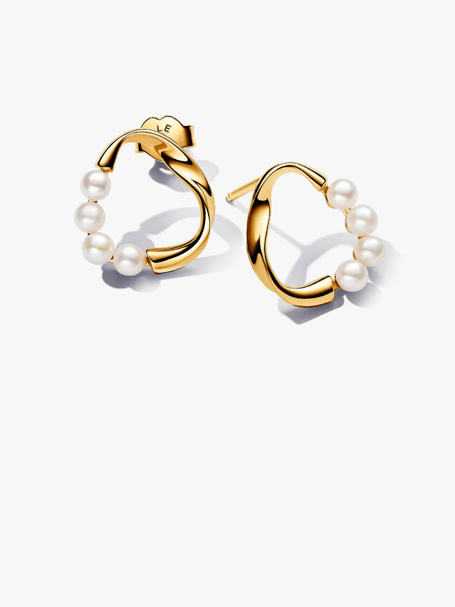 PANDORA ESSENCE | Orecchini Linea Sinuosa Circolare con Perle d'Acqua Dolce Coltivate | 263276C01