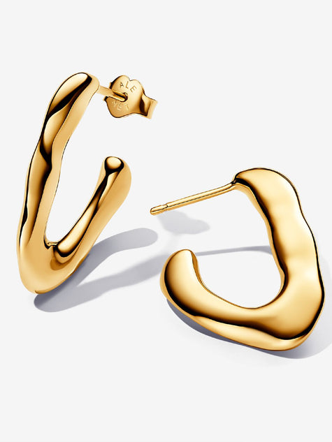 PANDORA ESSENCE | Orecchini Cerchi a V Aperti Linea Sinuosa Placcatura in Oro 14k | 263290C00