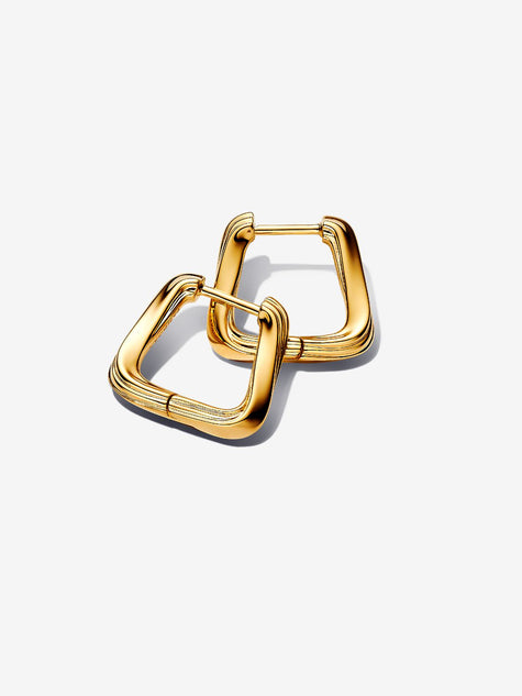 PANDORA ESSENCE | Orecchini Cerchi Squadrati Linea Avvolgente Placcatura in Oro 14k | 263875C00