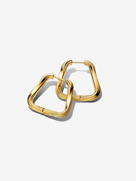 PANDORA ESSENCE | Orecchini Cerchi Squadrati Grandi Linea Avvolgente Placcatura in Oro 14k | 263876C00