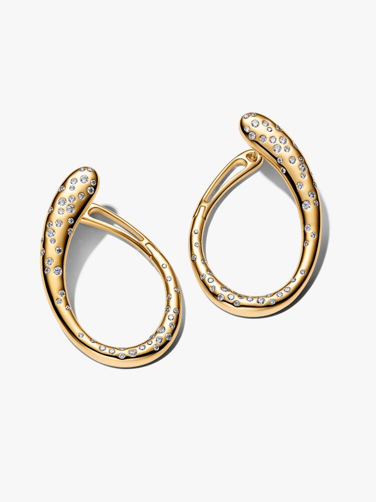 PANDORA ESSENCE | Orecchini Cerchi Ovali Linea Sinuosa con Pietre Luminose | 264660C01