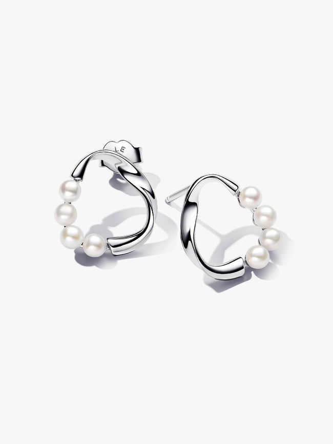 PANDORA ESSENCE | Orecchini Linea Sinuosa Circolare con Perle d'Acqua Dolce Coltivate | 293276C01