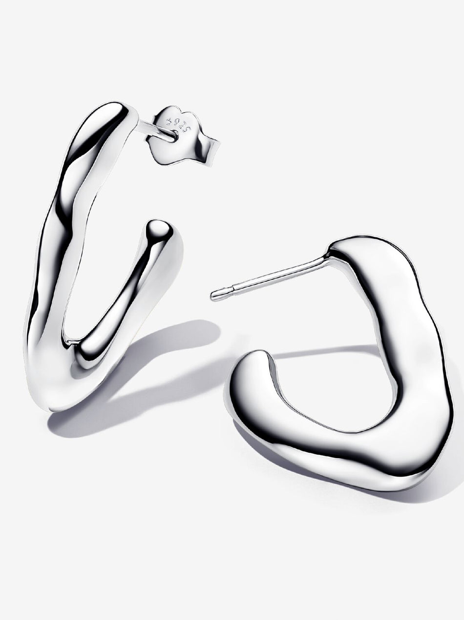 PANDORA ESSENCE | Orecchini Cerchi a V Aperti Linea Sinuosa Argento Sterling 925 | 293290C00