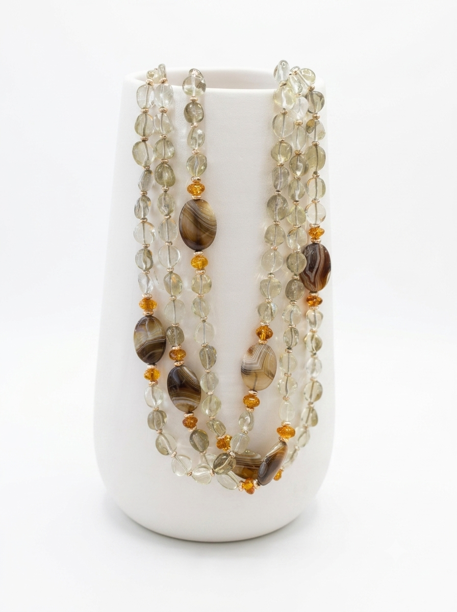 Gemmarium | Collana in Agata Q. Lemon, Ambra, Ematite | FL3FCOLL001