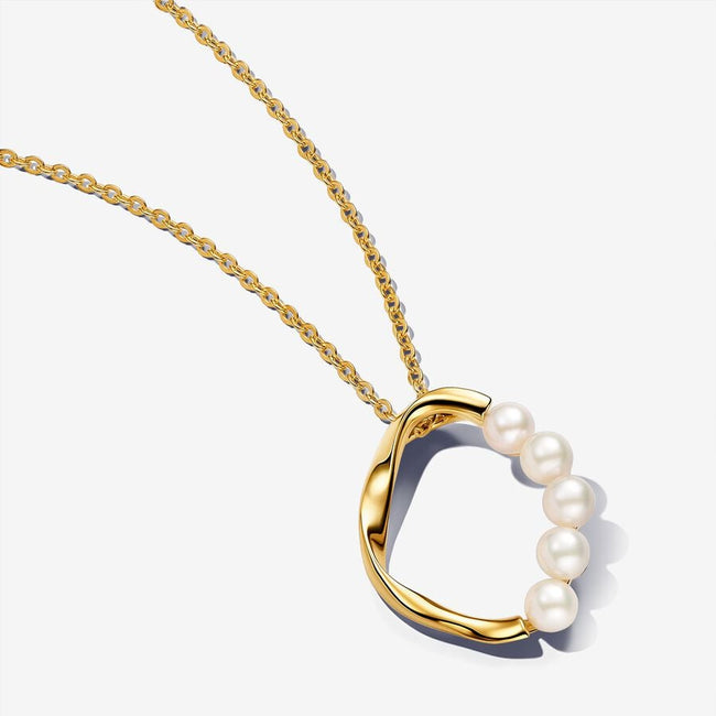 PANDORA ESSENCE | Collana Cerchio Linea Sinuosa con Perle d'Acqua Dolce Coltivate | 363254C01-60