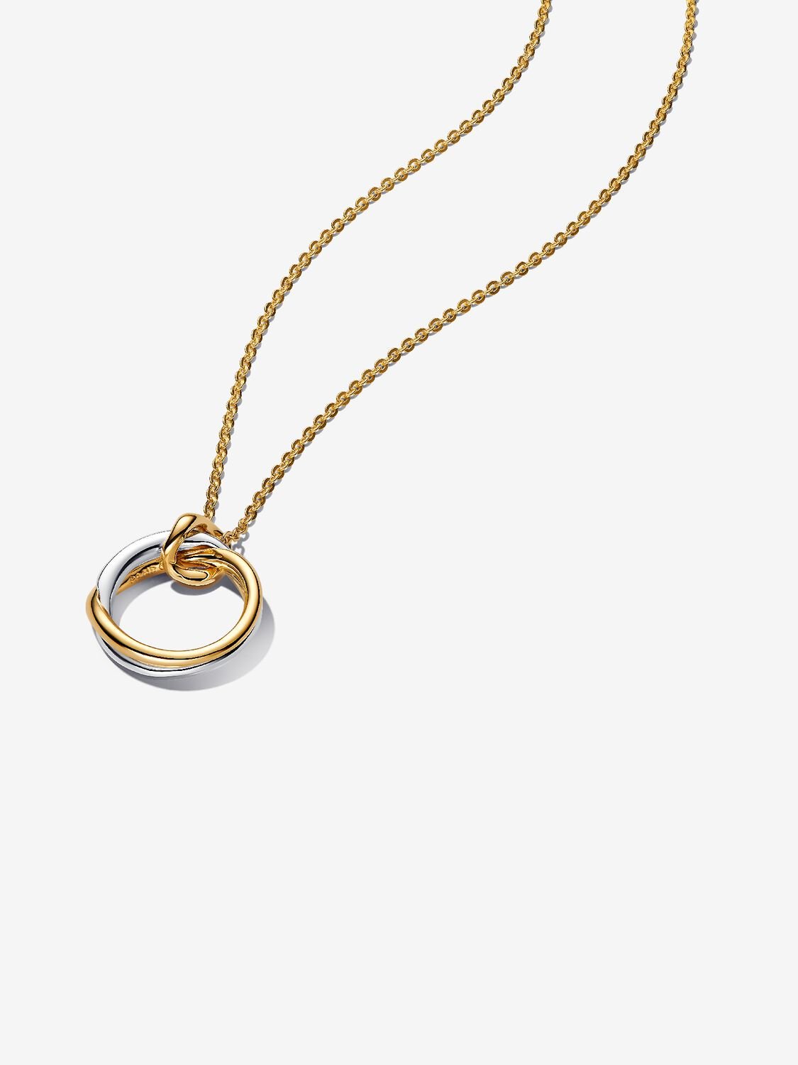 PANDORA ESSENCE | Collana Cerchio Fascia Intrecciata Bicolore Argento Sterling 925, Placcatura in Oro 14k | 363882C00-45