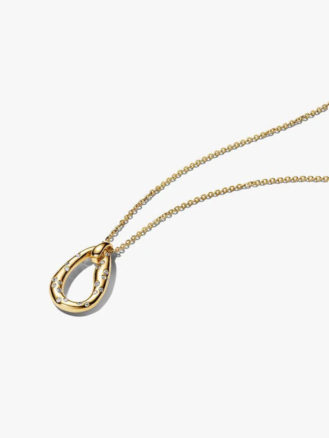 PANDORA ESSENCE | Collana Ovale Linea Sinuosa con Pietre Luminose | 364666C01-45