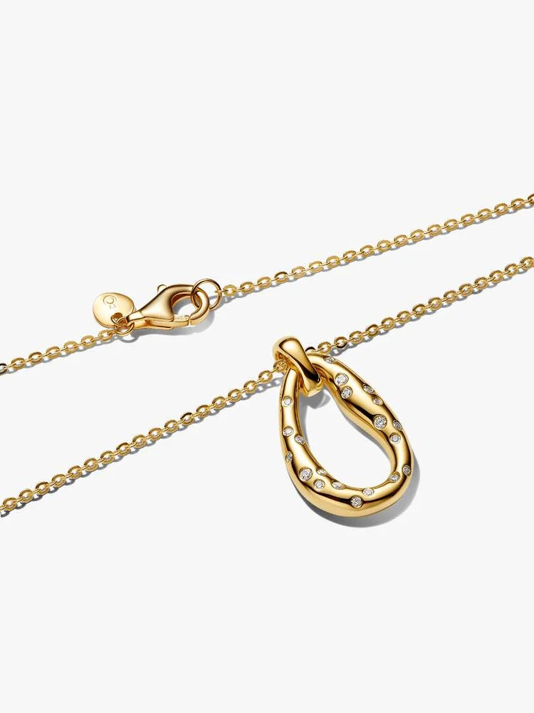 PANDORA ESSENCE | Collana Ovale Linea Sinuosa con Pietre Luminose | 364666C01-45
