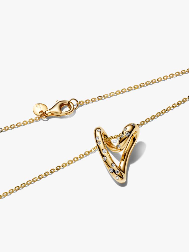 PANDORA ESSENCE | Collana Cuore Linea Sinuosa con Pietre Luminose | 364669C01-60