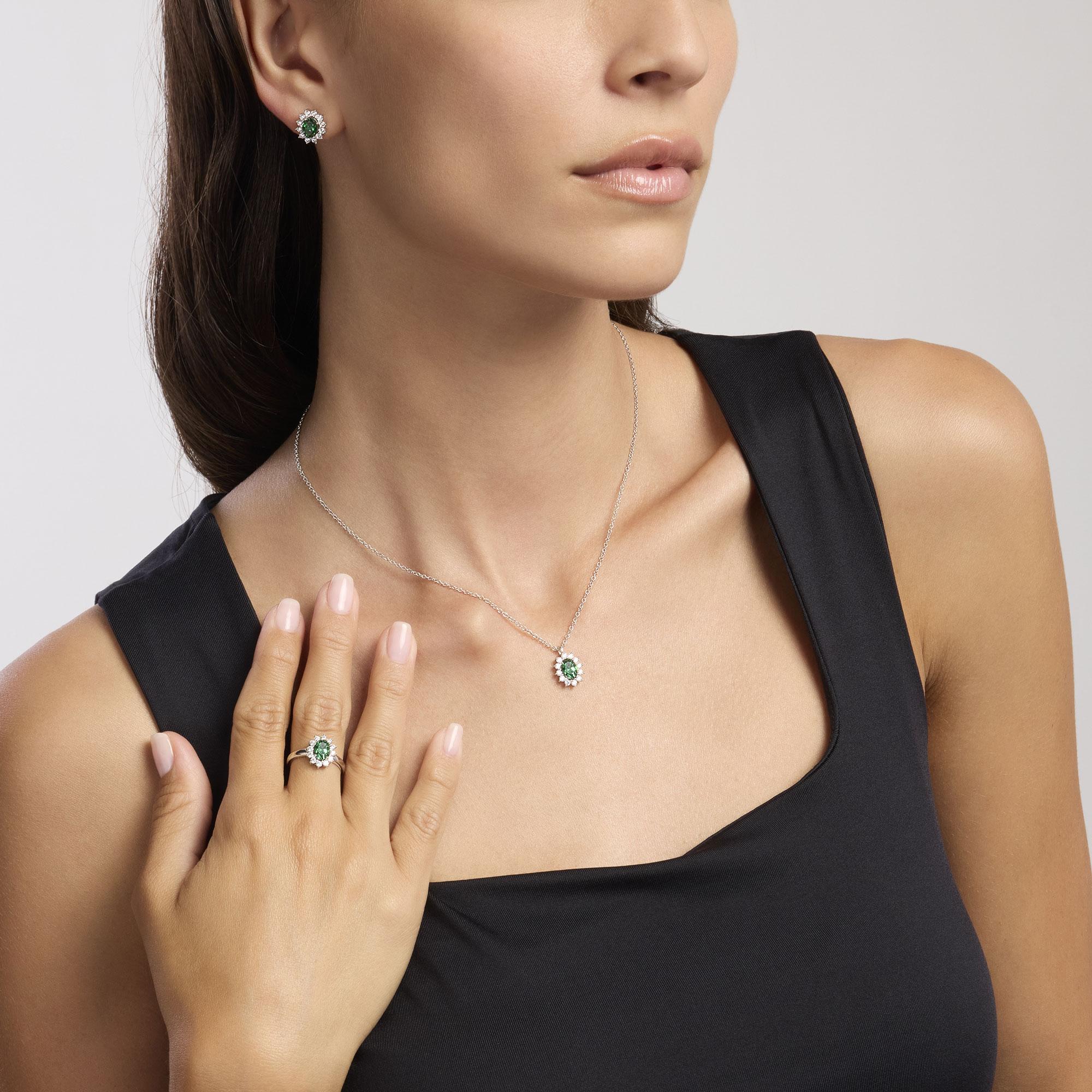 Mabina | Girocollo in argento con smeraldo sintetico COOL OR RÉTRO? | 553645