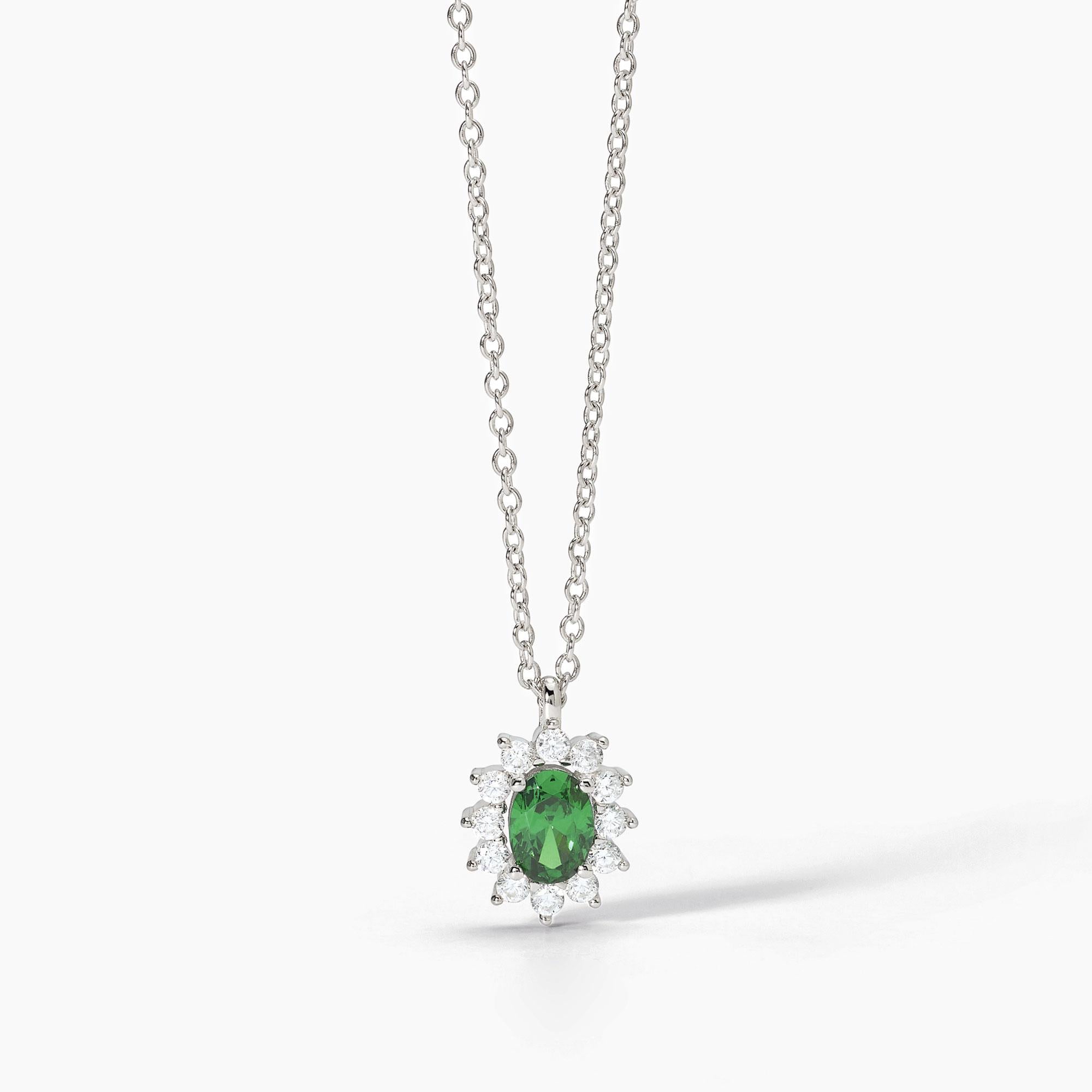 Mabina | Girocollo in argento con smeraldo sintetico COOL OR RÉTRO? | 553645