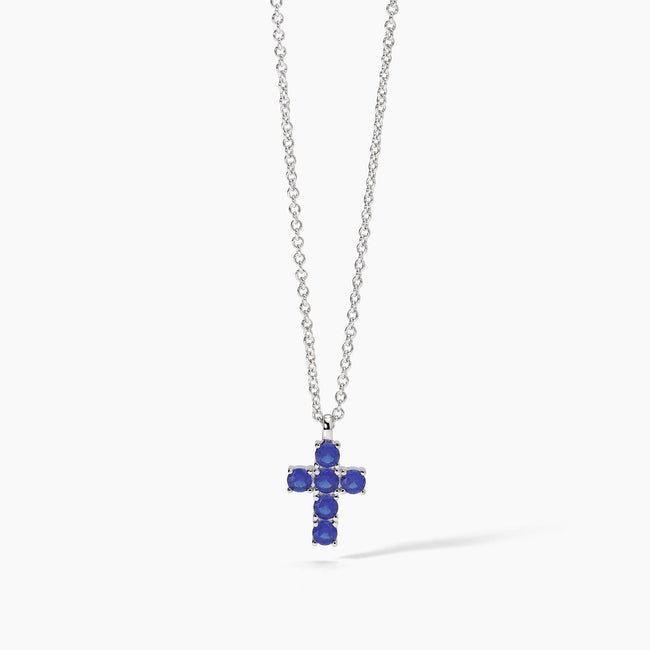 Mabina | Girocollo in argento con ciondolo croce e zaffiri sintetici CROCE DEL SUD | 553660