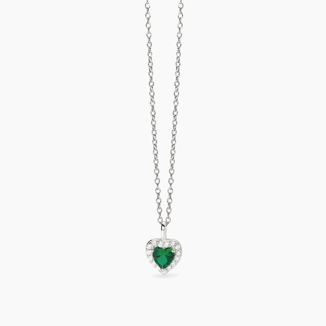 Mabina | Girocollo in argento con smeraldo sintetico a forma di cuore LOVE AFFAIR | 553667