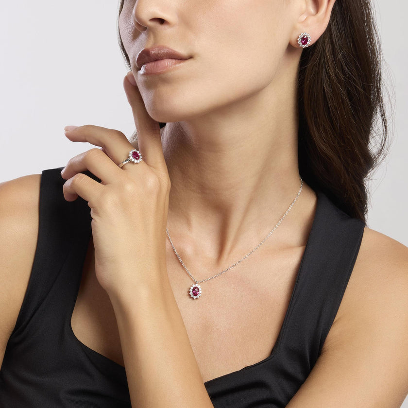 Mabina | Orecchini in argento con rubino sintetico ovale COOL OR RÉTRO? | 563717