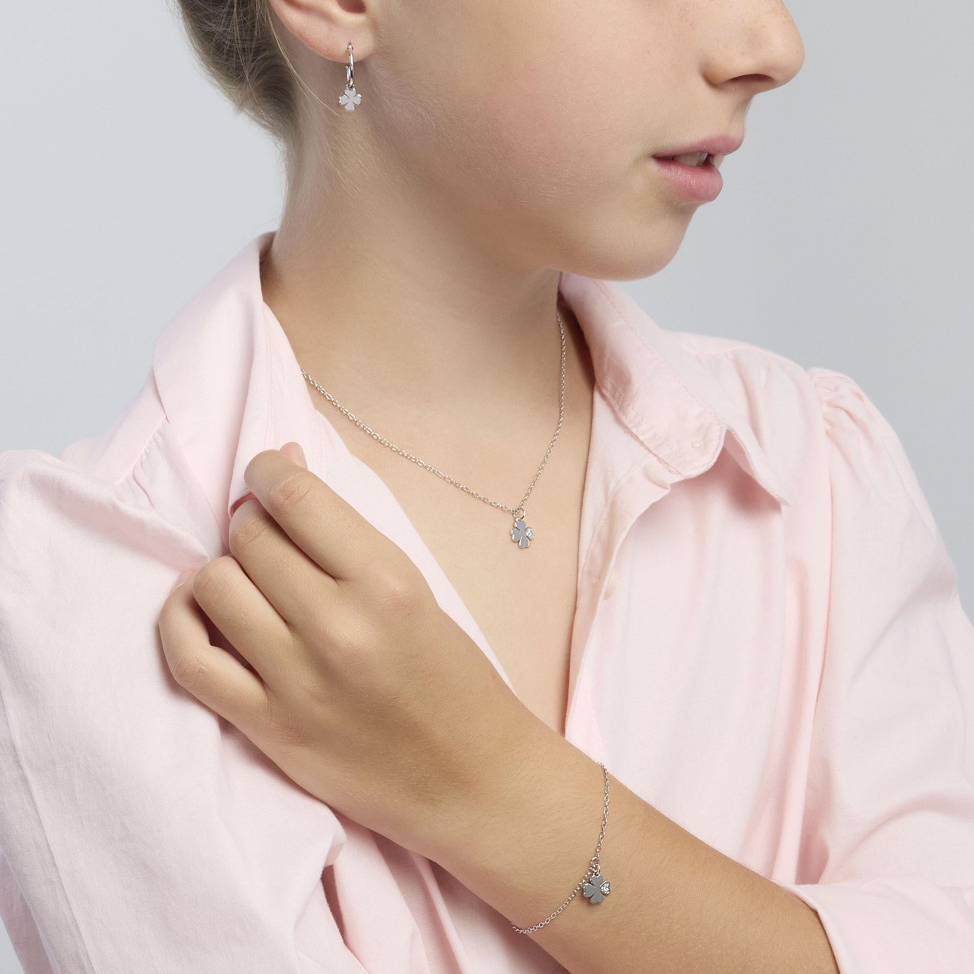 Mabina Junior | Girocollo in argento con quadrifoglio e zirconi CERCAMI | 553624