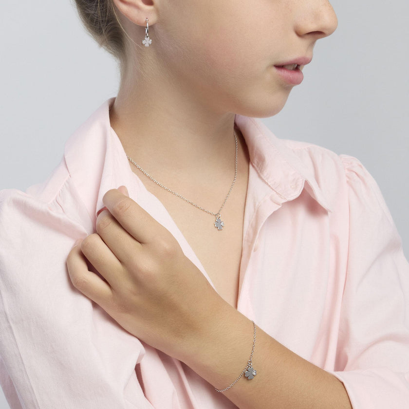 Mabina Junior | Girocollo in argento con quadrifoglio e zirconi CERCAMI | 553624