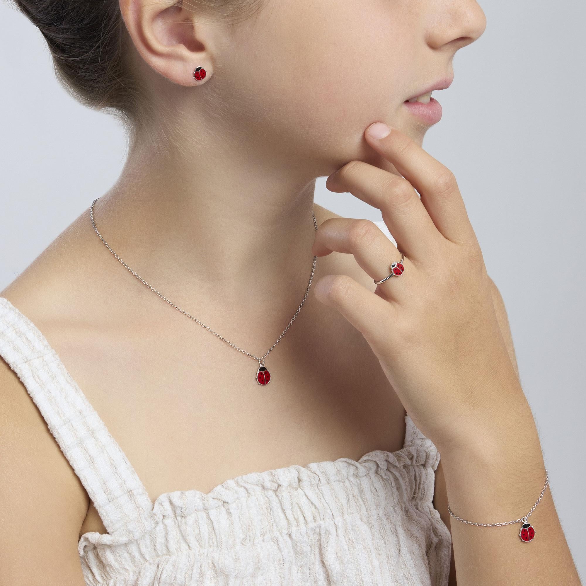 Mabina Junior | Orecchini per bambina in argento con coccinella FORTUNELLA | 563687