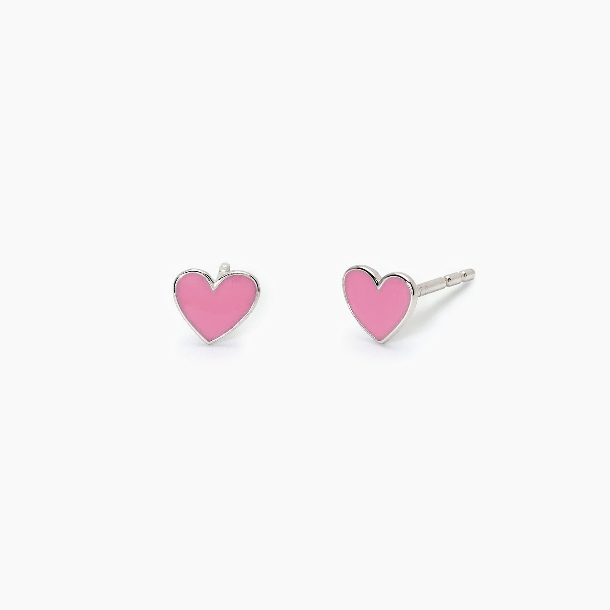 Mabina Junior | Orecchini in argento per bambina con cuoricino rosa MON AMOUR | 563688