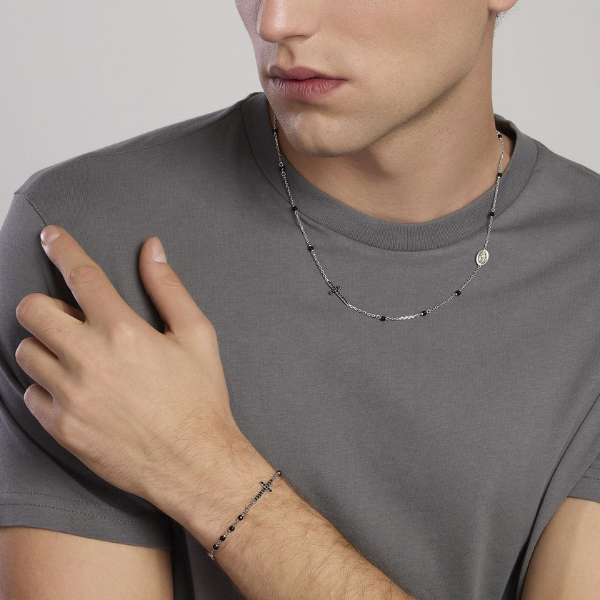 Mabina | Bracciale uomo in argento con croce e Madonnina Mystical | 533832