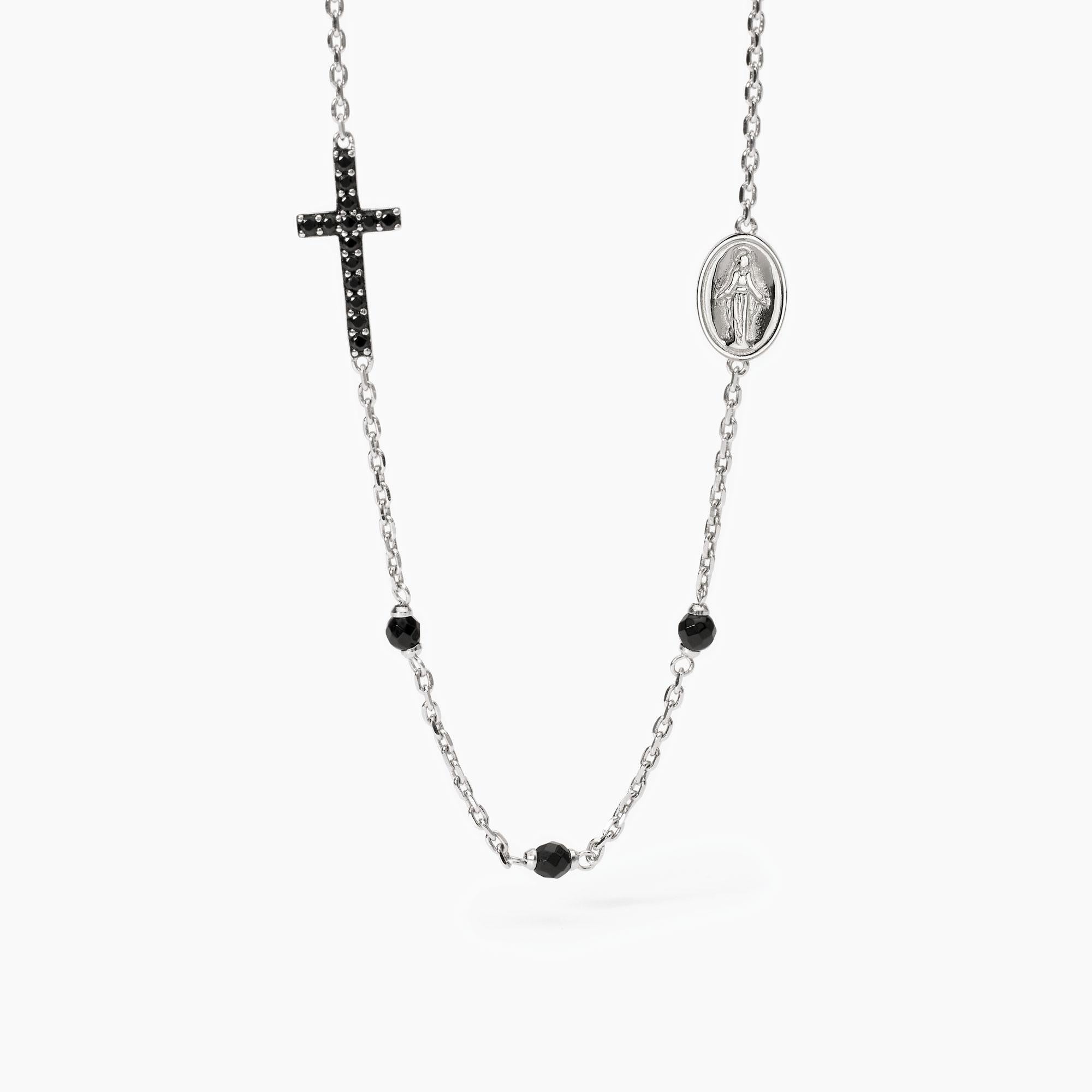 Mabina | Collana uomo in argento con croce e Madonnina Mystical | 553680