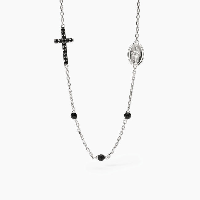 Mabina | Collana uomo in argento con croce e Madonnina Mystical | 553680