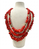 Gemmarium | Collana in Corallo Rosso Multifilo a Scaglie e Pirite | CORCOLL060/3F