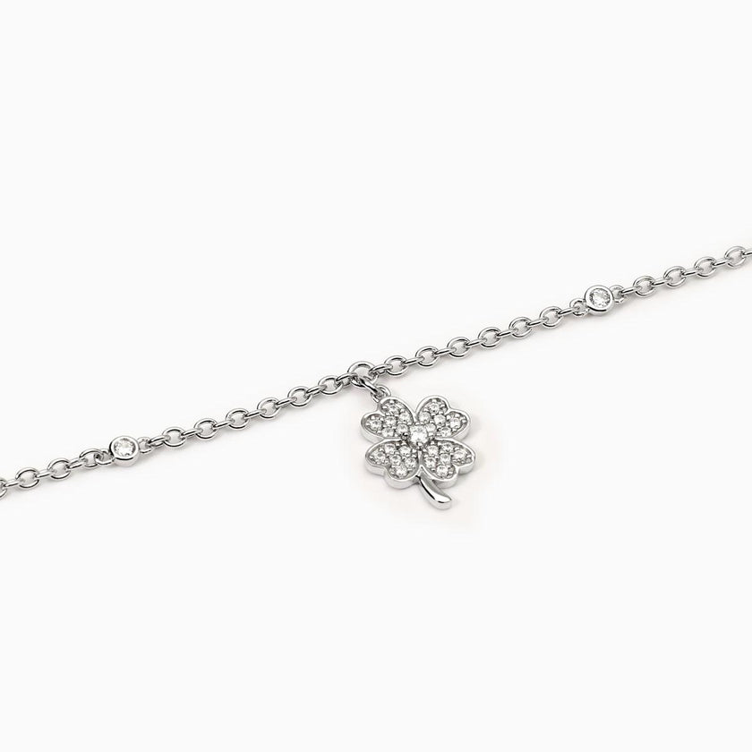 Mabina | Bracciale in argento con catena e quadrifoglio Buona Fortuna | 533890